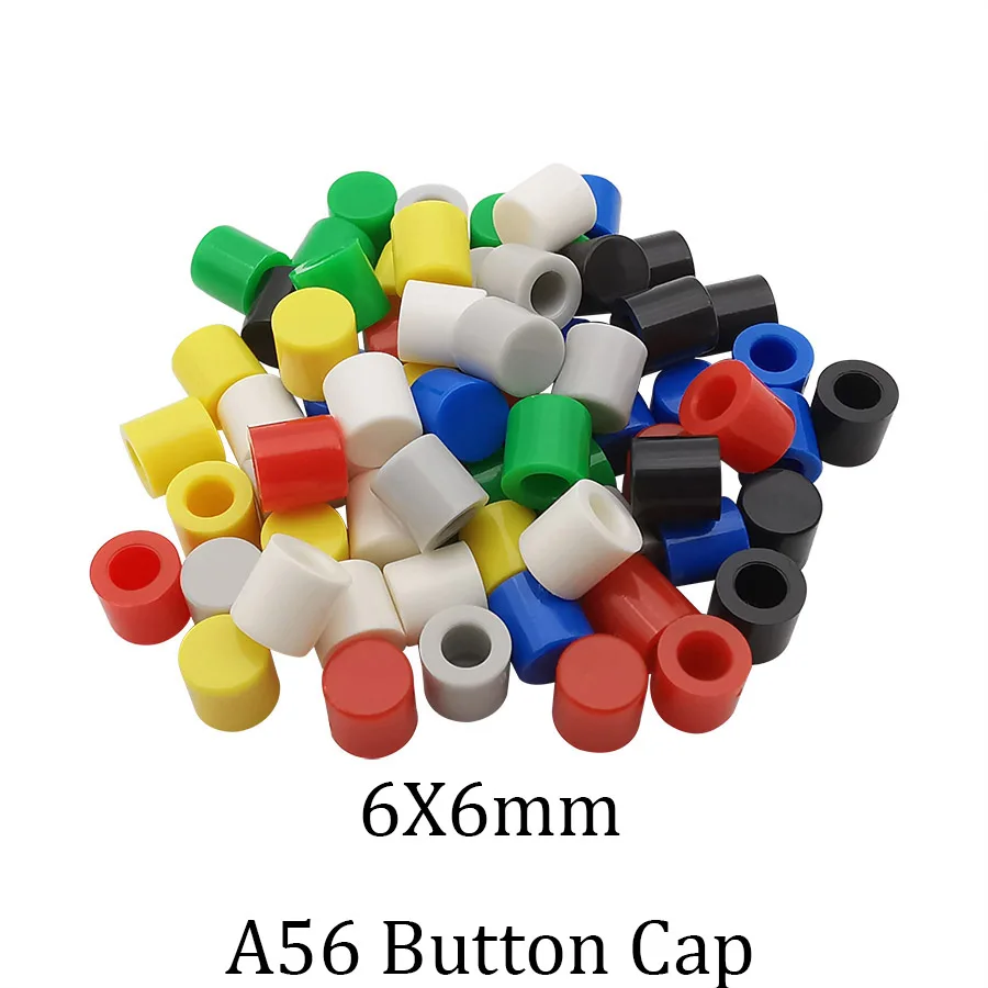 

70Pcs/Set Plastic A56 Button Cap 7 Color 6x6mm A56 Round Tactile Push Button Switch Hat Cover Kit 6mm Height Power Switch Lids