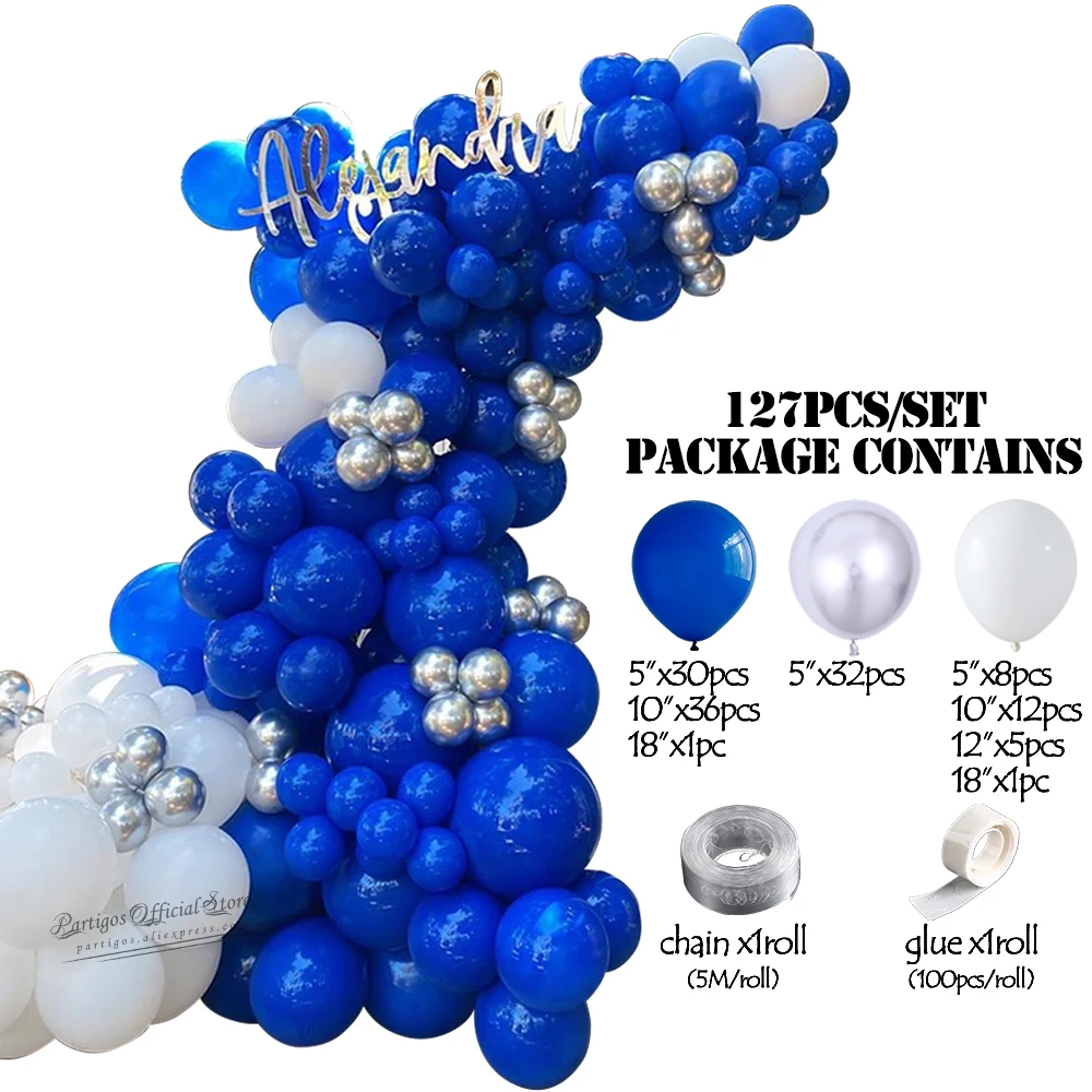 127Pcs Navy Blue Balloons Garland Klein Blue Balloon Arch Bachelorette Anniversary Engagement Party Backdrop Wedding Decorations