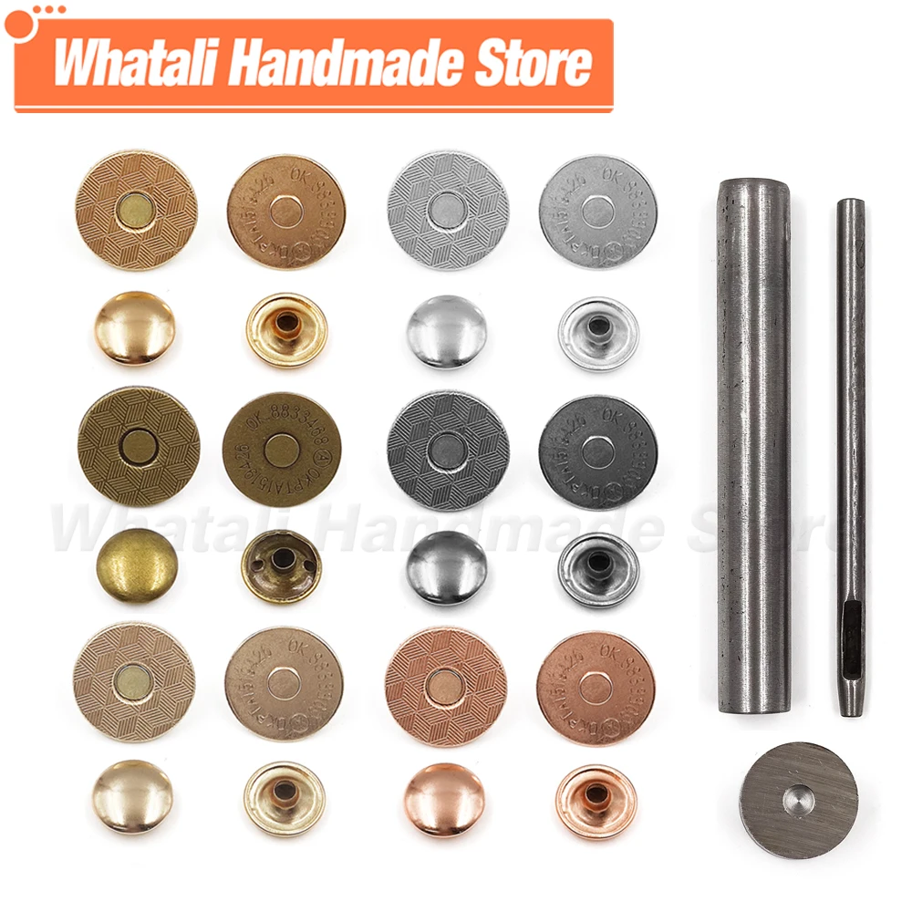 10 zestawów/partia 14mm 18mm metalowy przycisk magnetyczny magnes klamra portfel zatrzaski magnetyczne do szycia torebka torebka rzemieślnicze zatrzaski zestawy narzędzi