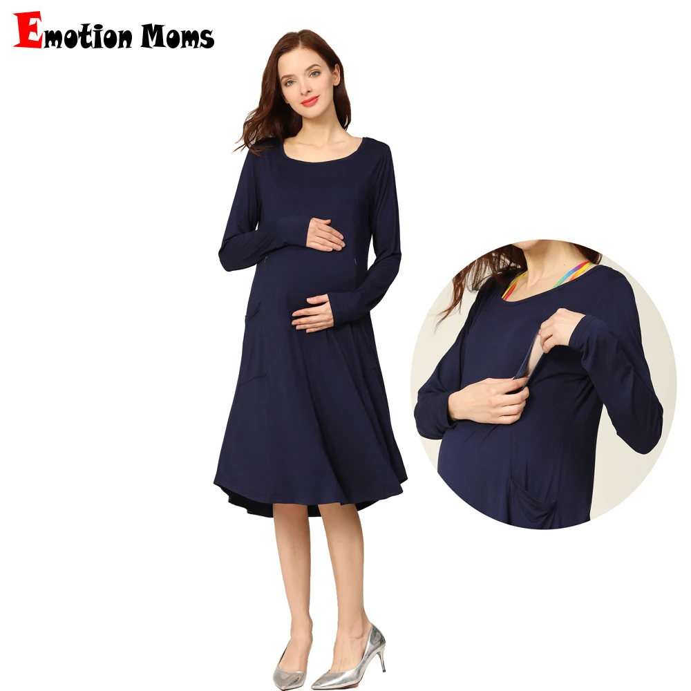 

Spring Autumn Maternity Dress Longsleeve Lactancia Breastfeeding Dress for Pregnant Women Clothing Casual Loose Dresses