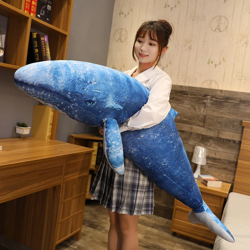 Japan Osaka Blue Whale Doll Plush Toy Giant Long Pillow Dolphin Girl Sleeping Ragdoll Baby Soothing Doll 51inch 130cm DY50912