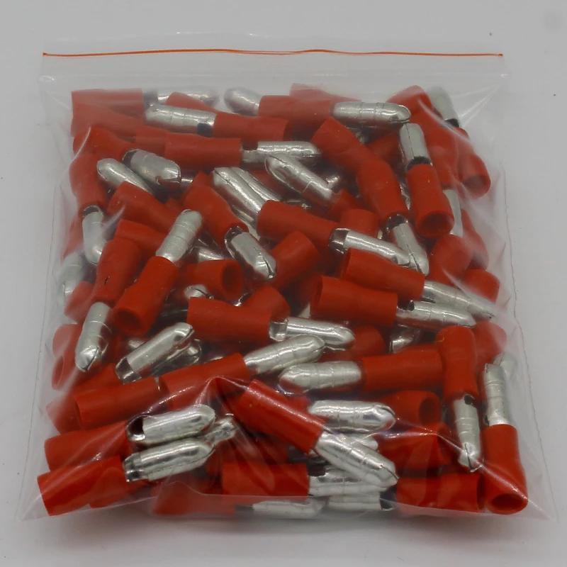 MPD1.25-156 MPD1-156 100PCS Bullet Shaped male Insulating Joint Wire Connector Electrical Crimp Terminal AWG22-16 MPD