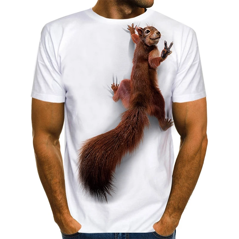 Men\'s Squirrel T Shirt ,3D Print Shirt Animal Graphic Tees ,Lovely Pattern Tops Men/Women Cute Puppy Face Tee Funny Pet T-shirt