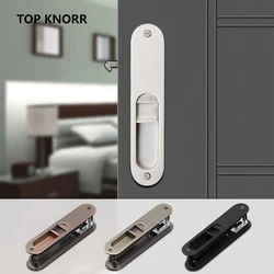 TOPKNORR Sliding Door Lock Hidden Handle Inside Door Lock Modern Anti-Theft Safe Room Wooden Door Lock Furniture Hardware