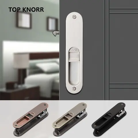 TOPKNORR 슬라이딩 도어 잠금 장치, 숨겨진 손잡이, 내부 도어 잠금 장치, 현대 도난 방지 안전 룸, 목재 도어 잠금 장치, 가구 하드웨어