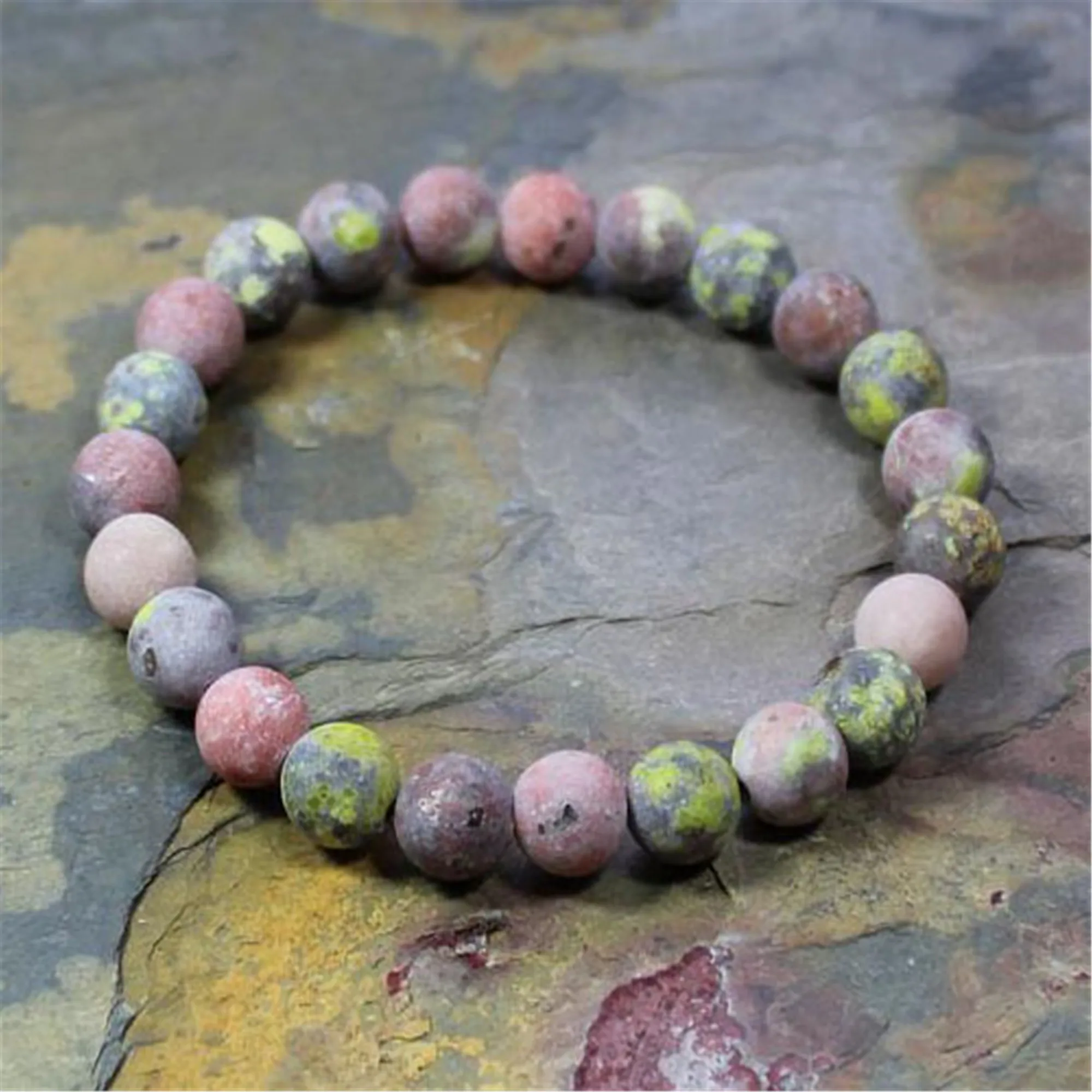 

8mm Natural Rhodonite Handmade Mala Bracelet Buddhism Healing Pray Lucky Spirituality Stretchy Yoga Reiki Chakas Ruyi Prayer Men