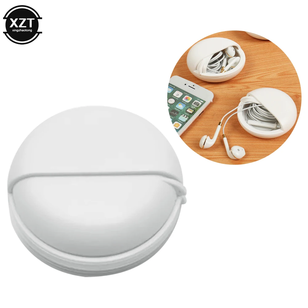 Ronde Oortelefoon Wire Box Organizer Data Lijn Kabels Storage Case Plastic Container Sieraden Hoofdtelefoon Beschermen Met Roterende Cover