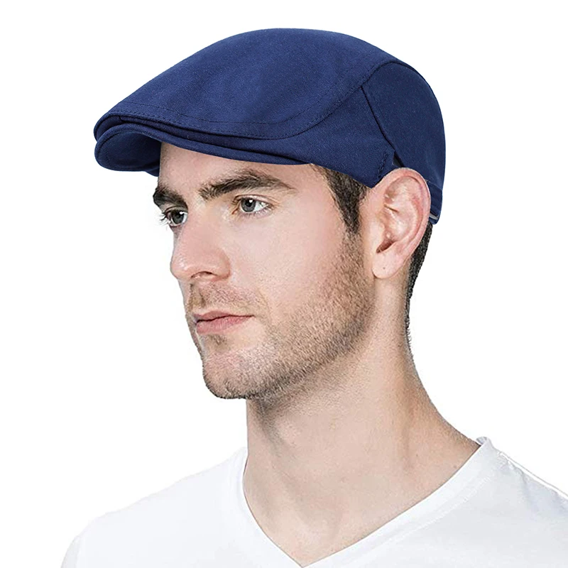 Boinas de algodón para hombre, gorros planos de estilo británico Vintage, sólido color gris y negro, para primavera, otoño e invierno, 2019