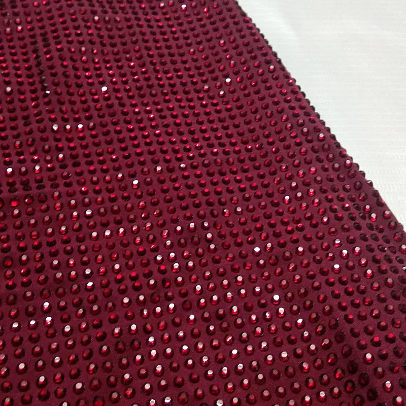 Crystallized Hot Fix High Quality Green Crystal Rhinestone Polyester Spandex Elastic Stretch Fabric Mesh Fish Net