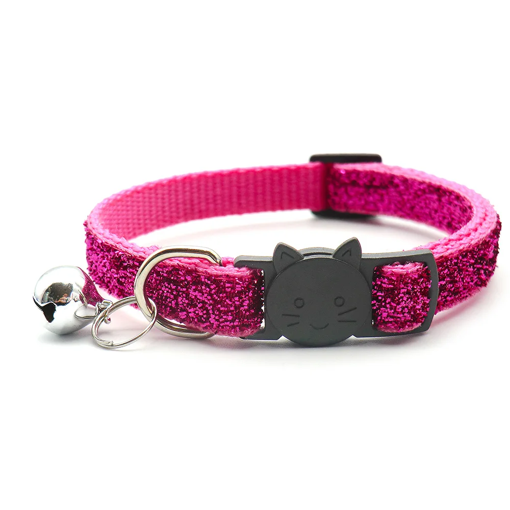 Großhandel 24 pcs bling bling Welpen Kätzchen verstellbares Haustier Hunde halsband mit Glocken hals riemen Katze Gesicht Knopf Kragen Charme Zubehör