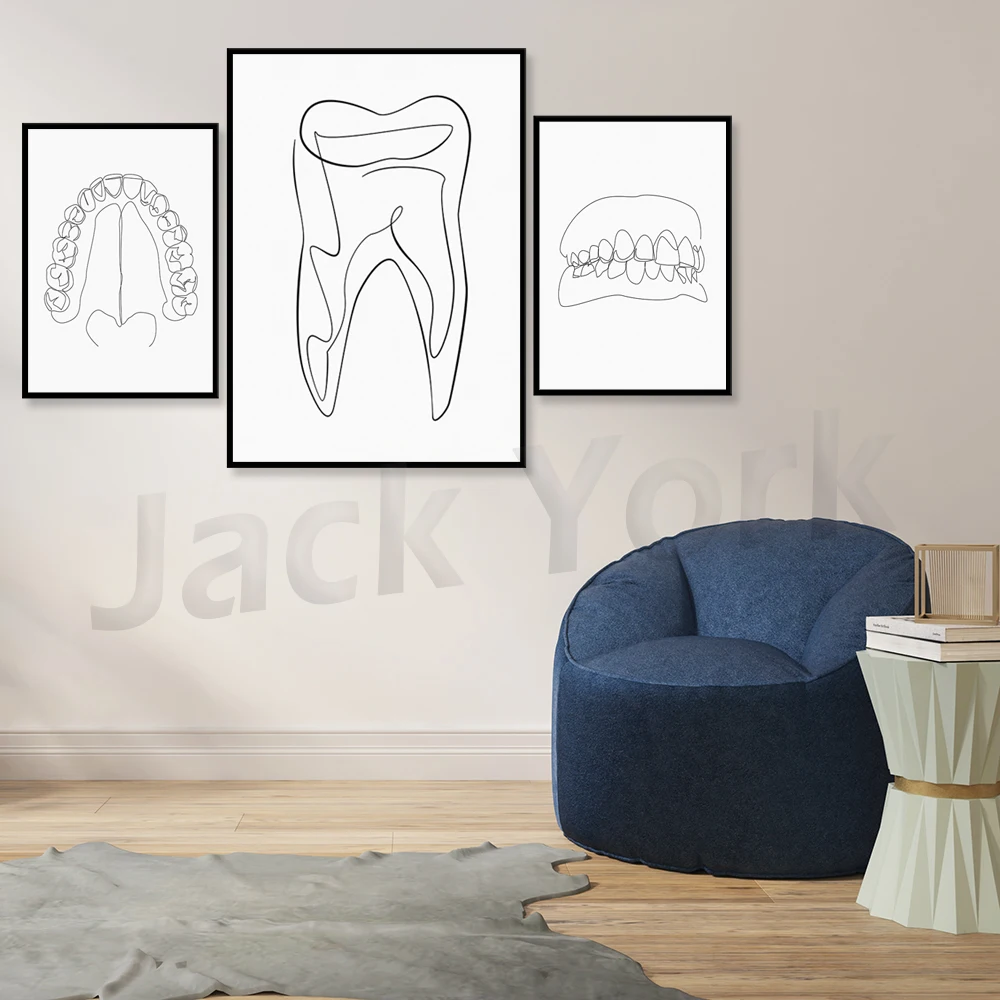 Minimalist Dental Printable Artwork,One Line Teeth Drawing, Abstract Denture Wall Art,Simple Anatomy Sketch, Doctor Office Decor