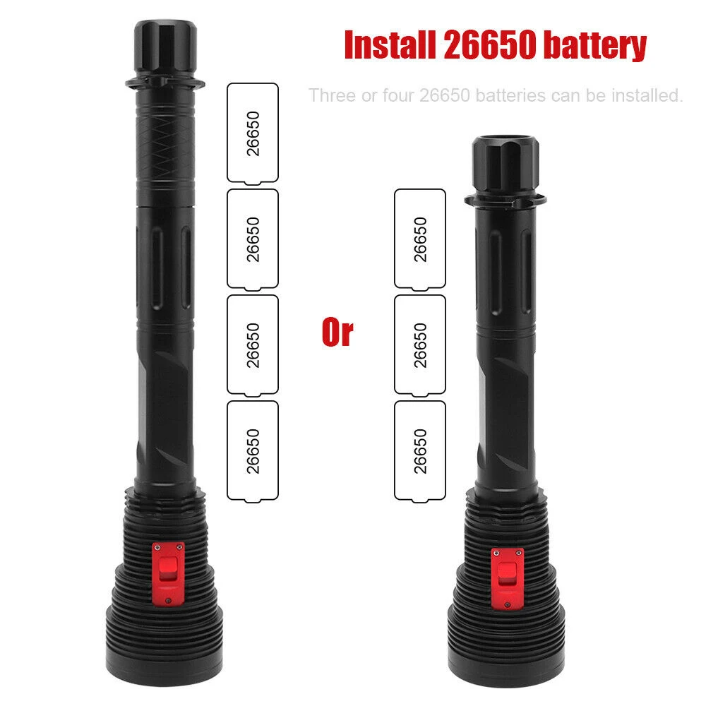 New Professional IPX8 Underwater Light 4* XPH70 LED Scuba Diving Torch Spearfishing Flashlight Powered by 26650 Battery