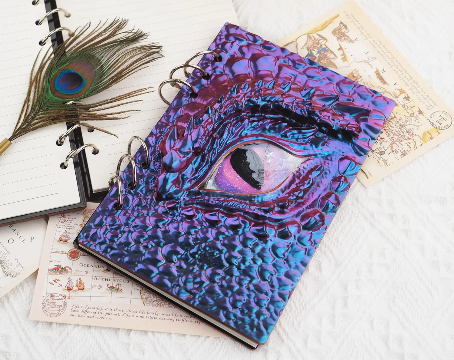 DIY Silicone Epoxy Resin Dragon Eye Book Mold Leather Case Dragon Mirror Silicone Mold - Image 4