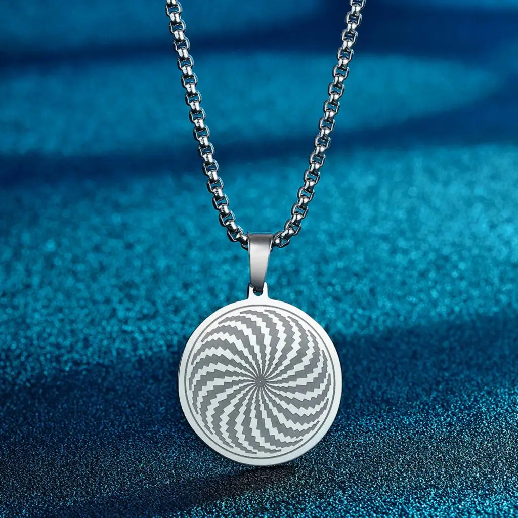 Stainless Steel Round The illusion of Charm Necklaces Hypnosis Amulet Lucky Protection Talisman Pendant Necklace