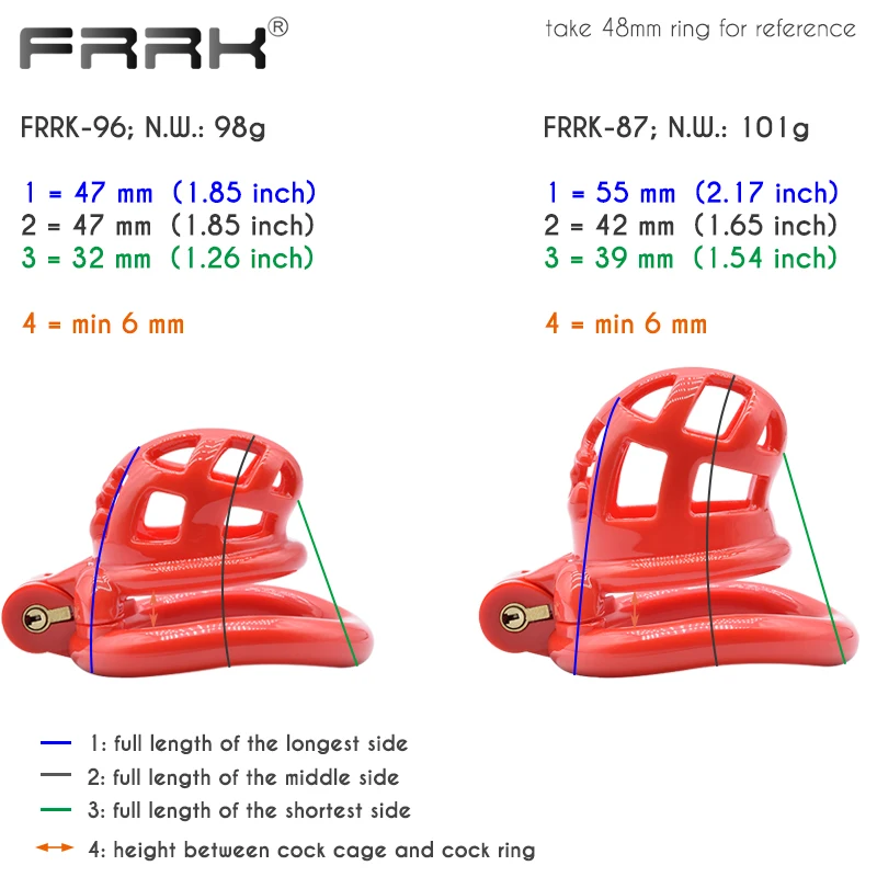 FRRK Resin Male Chastity Cage with 4 Cock Penis Rings Lightweight Long-term Wear 3D Bondage Device Comfortable Sex Toys Shop