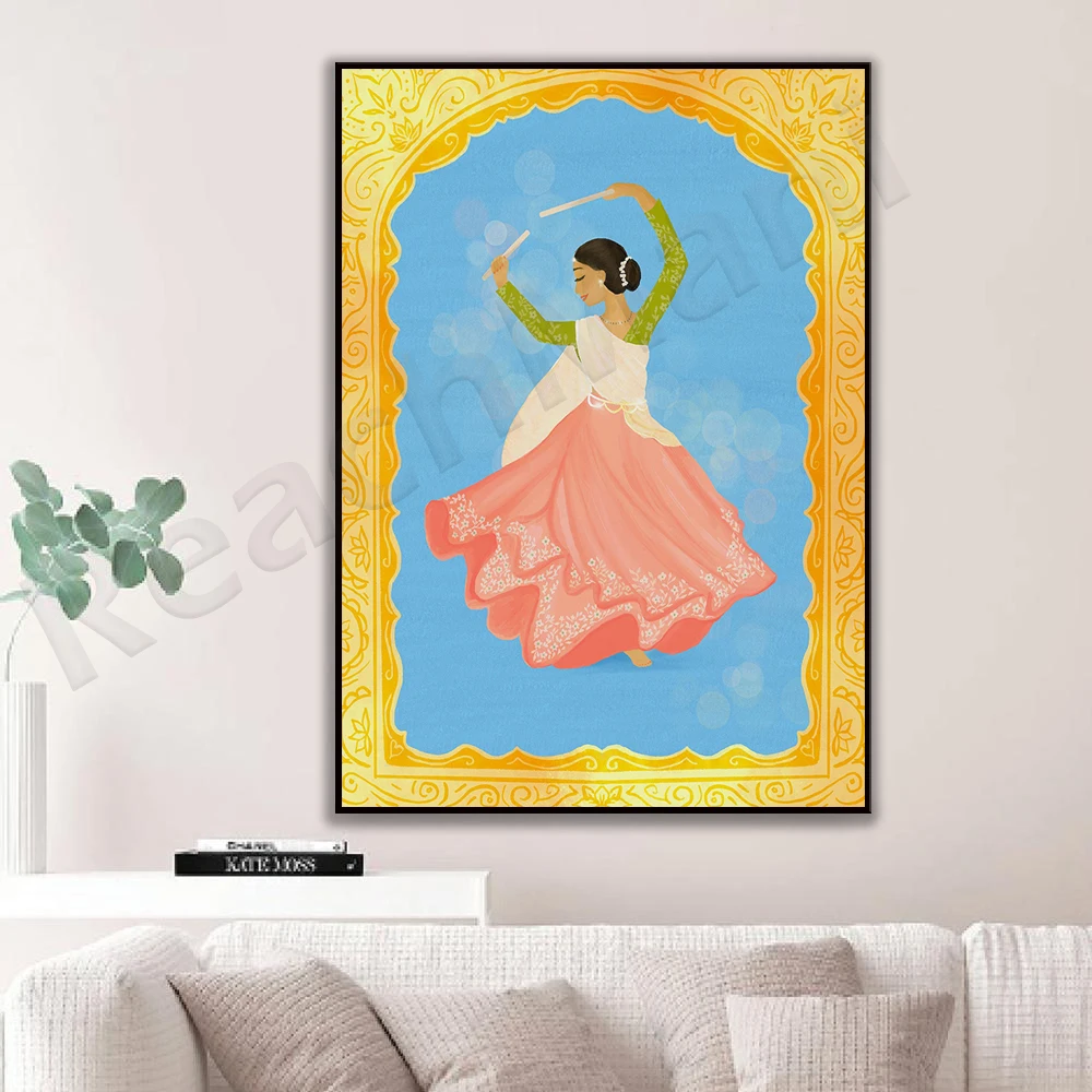 Dancing Gopi art prints, Indian printable wall art decoration posters