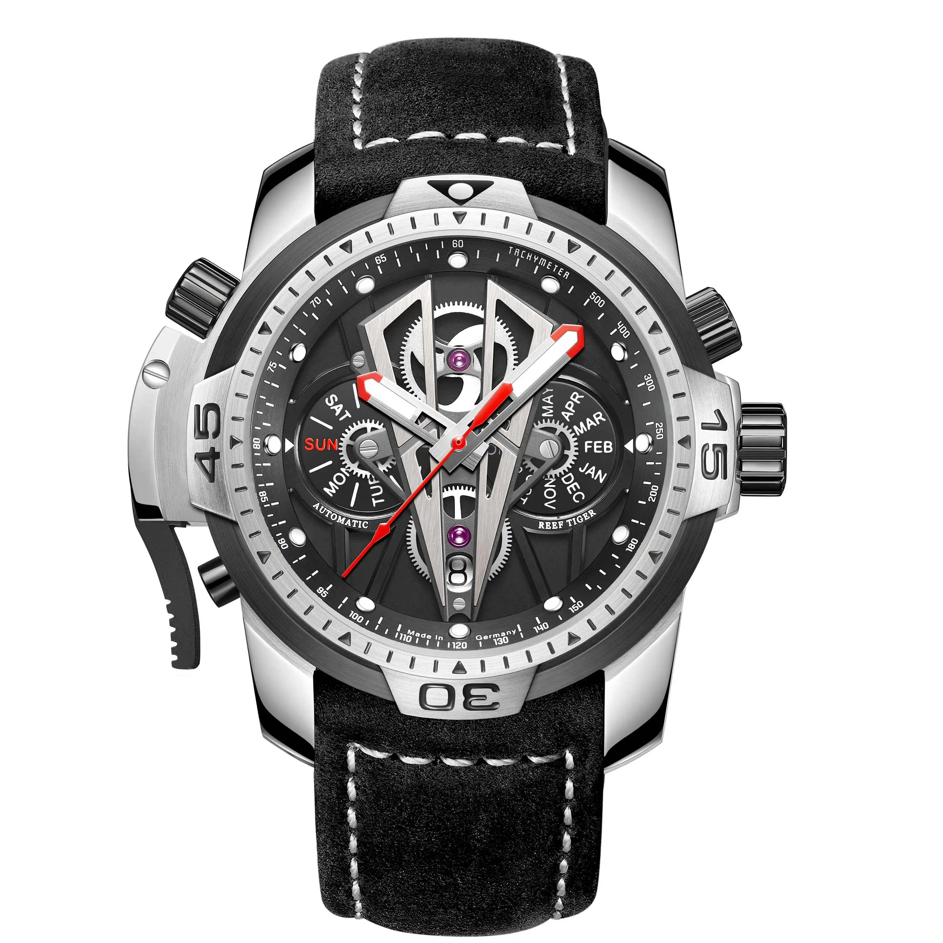 Reef Tiger Brand Luxury Famous Male Automatic Mechanical Watch Stainless Waterproof Leather RGA3591