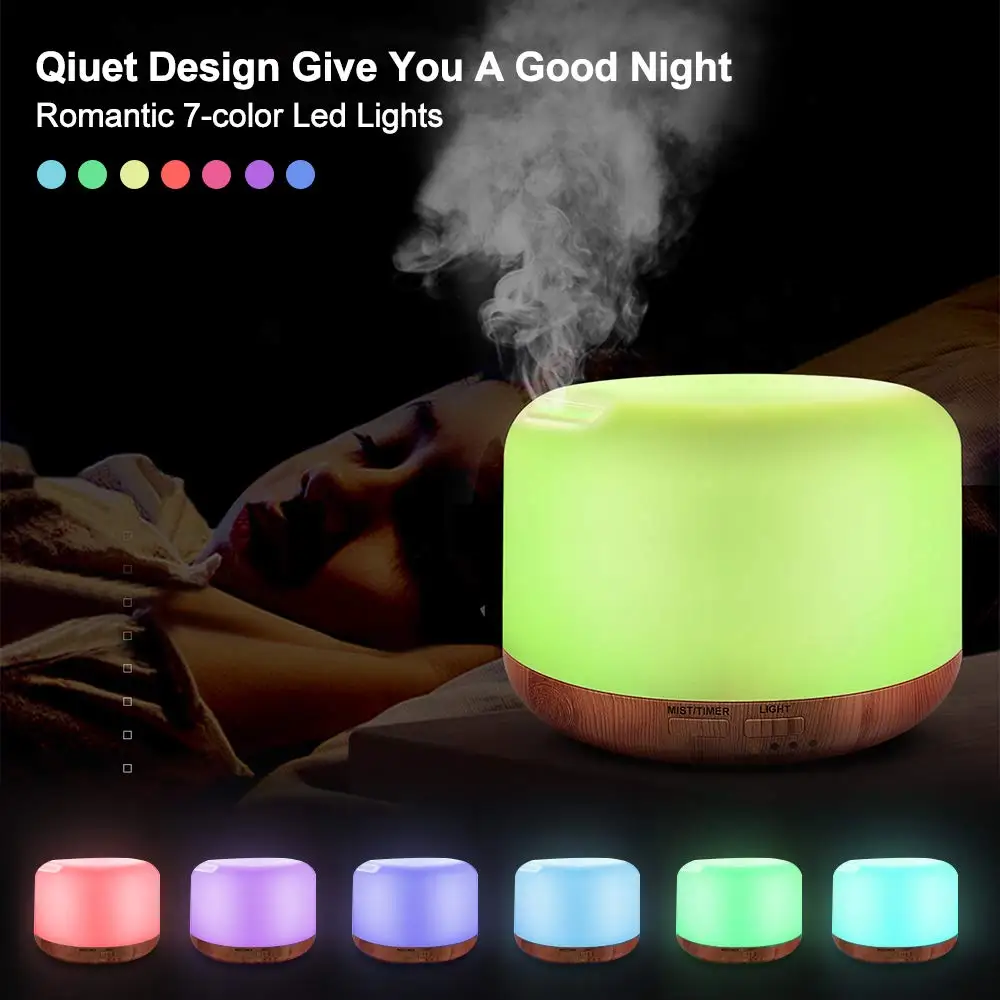 

Aroma Diffuser Air Humidifier 500Ml 1000Ml Ultrasonic Cool Mist Maker Fogger Led Night Light Essential Oil Diffuser with Remote