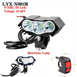 12V/24V/36V Electric Vehicle Headlight Ebike External Refit Motorcycle Lamp T6 LED Scooter Front Light Motorbike Bicycle Light