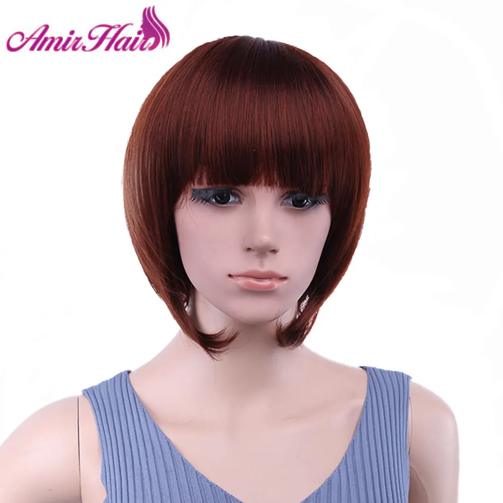 Short Wig Side Bang Bob Red Synthetic Wigs black Soft Layered Hair Wig Short Pixie Cut Wigs for Women Natural Wigs Cosplay