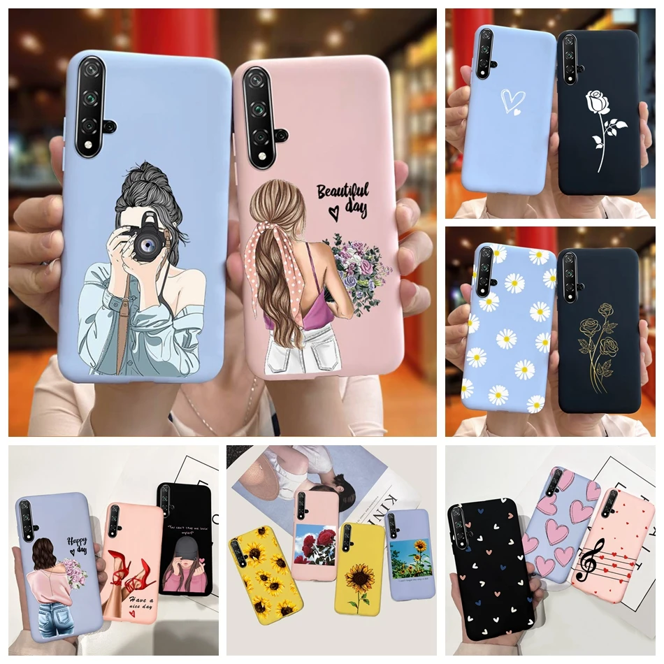 Funda de teléfono con flores para Huawei Nova 5T, carcasa trasera de silicona suave a prueba de golpes, parachoques, chica hermosa, YAL-L21