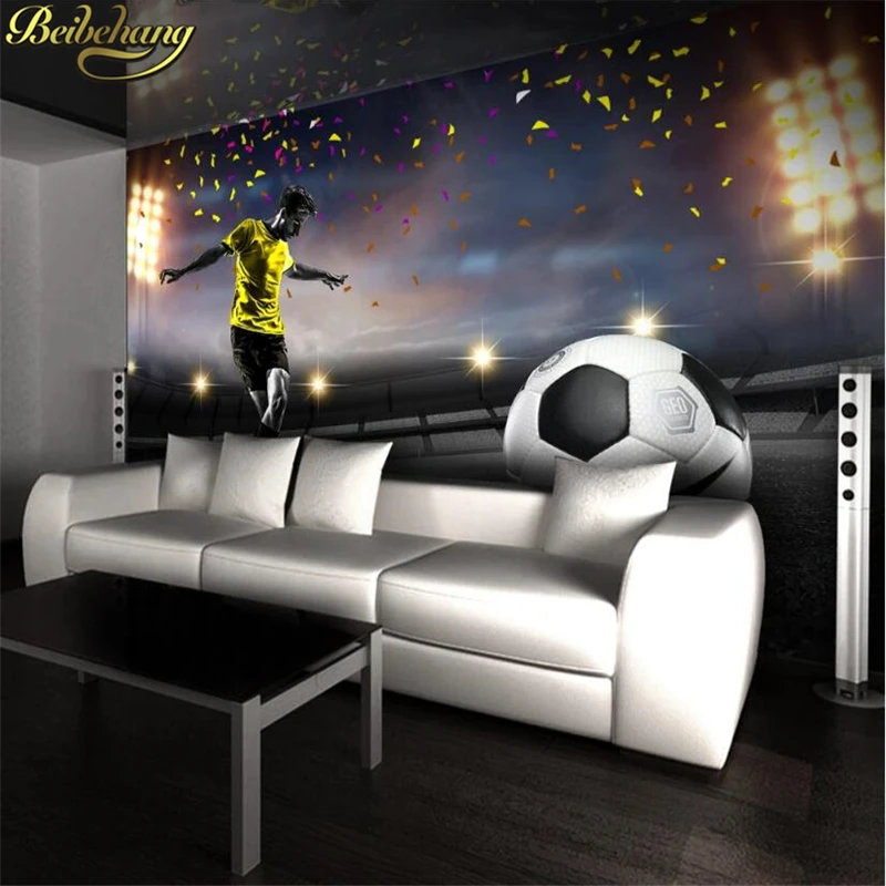 Foto personalizada papel de parede mural hd campo de futebol 3d adesivo de parede alta definição pano de fundo pintura decorativa para decoração de casa