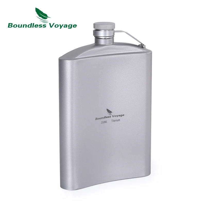 Boundless Voyage Titanium Hip Flask Glass Set z lejkiem Camping Picnic Pocket Whisky Wine Tea Cup Mug Sake Set 8.5oz/250ml
