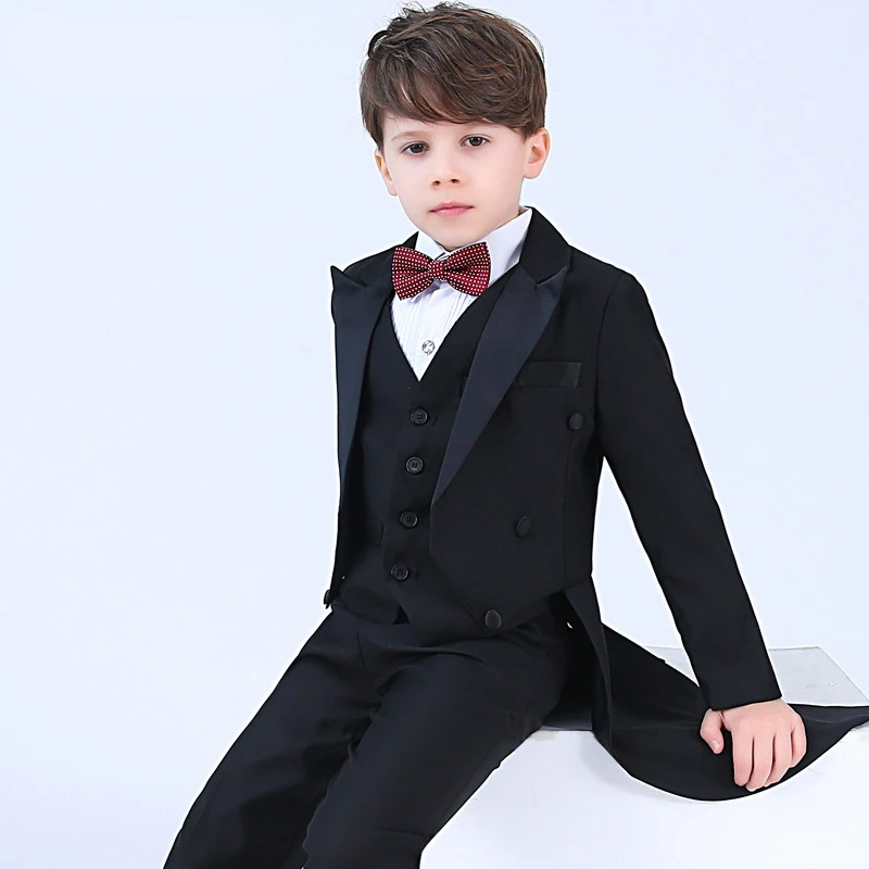 Boys 'Kleding Kids Lange Suits Knappe Lange Mouwen Kleding Set Custom Made 3 Stuks Wedding Suits (Jas + Broek + Vest)