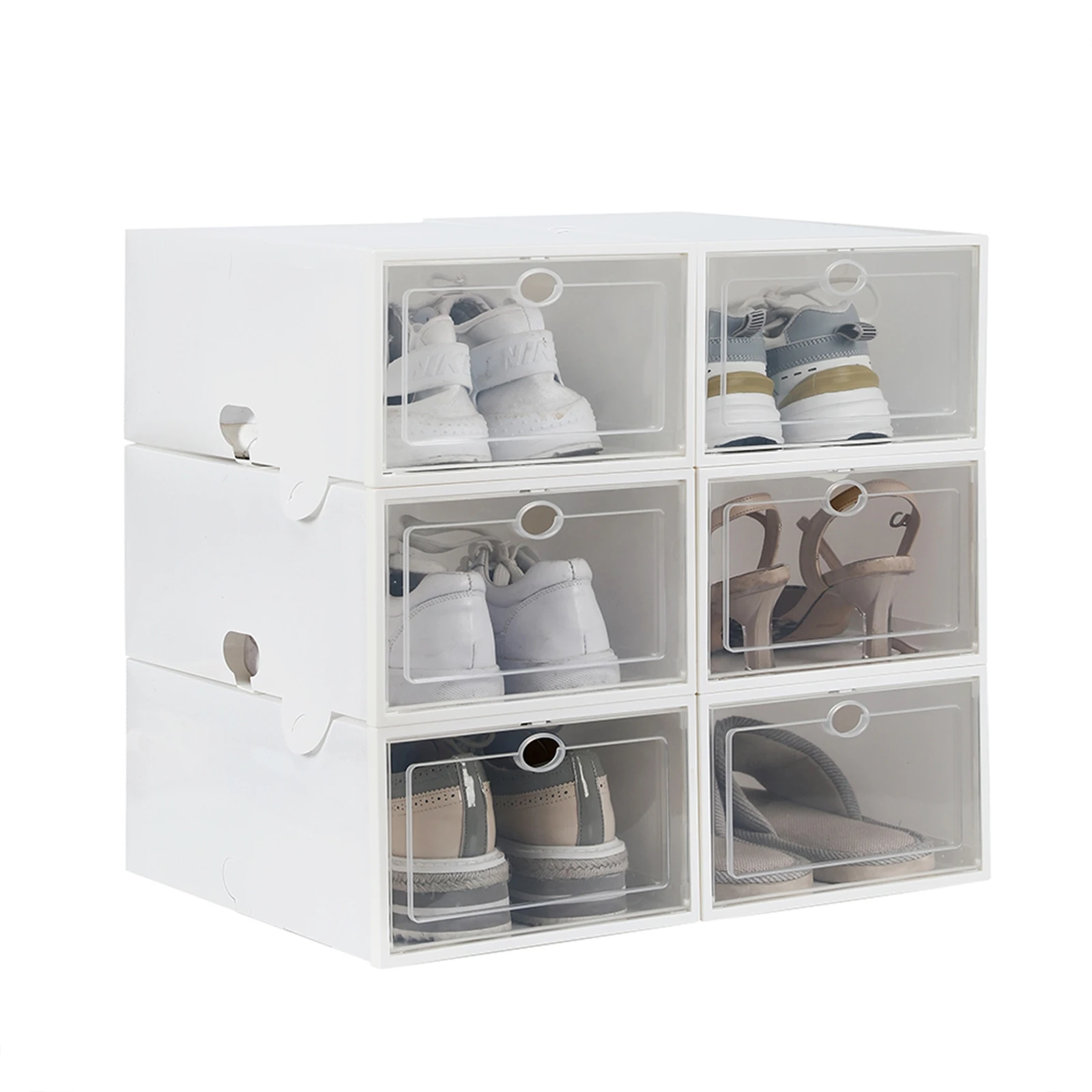 12/24/36 pcs Shoe Rack Storage Bins Drawers Transparent Plastic Shoe Box Folding Combination Flip Cover Storage Box