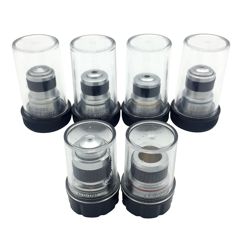 Microscope Objective Lens 4X 10X 20X 40X 60X 100X Lab Biological Microscope Achromatic Objective Lens Conjugate Distance 185 mm