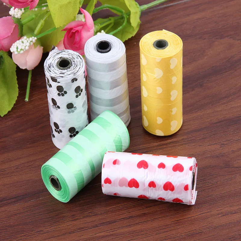 5pcs Pet Supply Dog Pet Waste Poop Bags with Leash Clip and Bag Dispenser Outdoor Home Clean Refill Degradable Garbage Bag