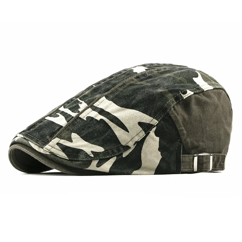 Spring Summer Newsboy Caps Men Camouflage Cotton Flat Peaked Cap Women Painter Beret Hats 20