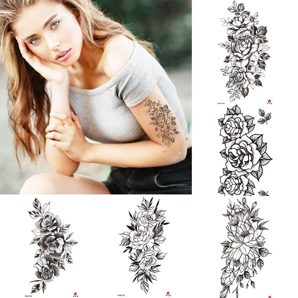 

Waterproof Temporary Tatoo Sketchs Flower Tattoo Stickers Flash Fake Tattoos for Women Body Art Snake tatto Tatuajes Temporales