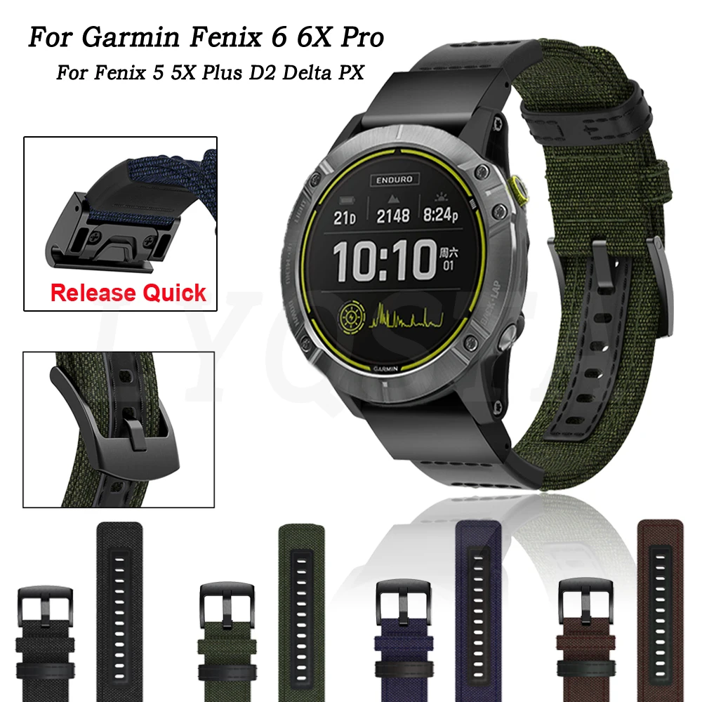 22 مللي متر 26 مللي متر ل Garmin Fenix 6S 6 6X برو 5s 5 5X زائد Easyfit قماش حزام الساعات الإفراج السريع Fenix 7 7X 3 HR إندورو D2 حزام المعصم
