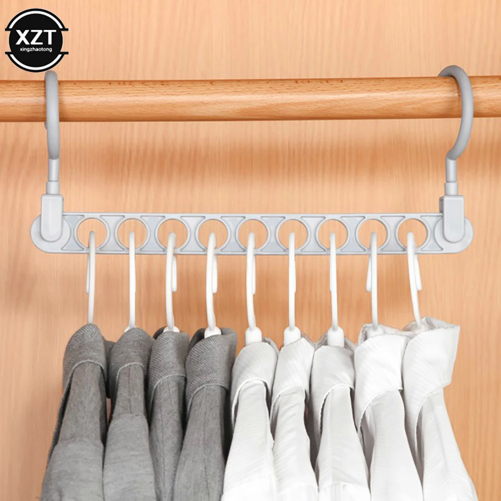 9 Holes Magic Clothes Hanger Multi-function Folding Hanger Rotating Clothes Hanger Wardrobe Drying Clothes Hanger Home Organizer