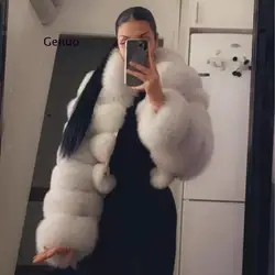 Ladies High Quality Furry Cropped Fur Warm Coat Winter Faux Fox Fur Women Short Coats Female Luxury Faux Fur Jacket Abrigo Mujer