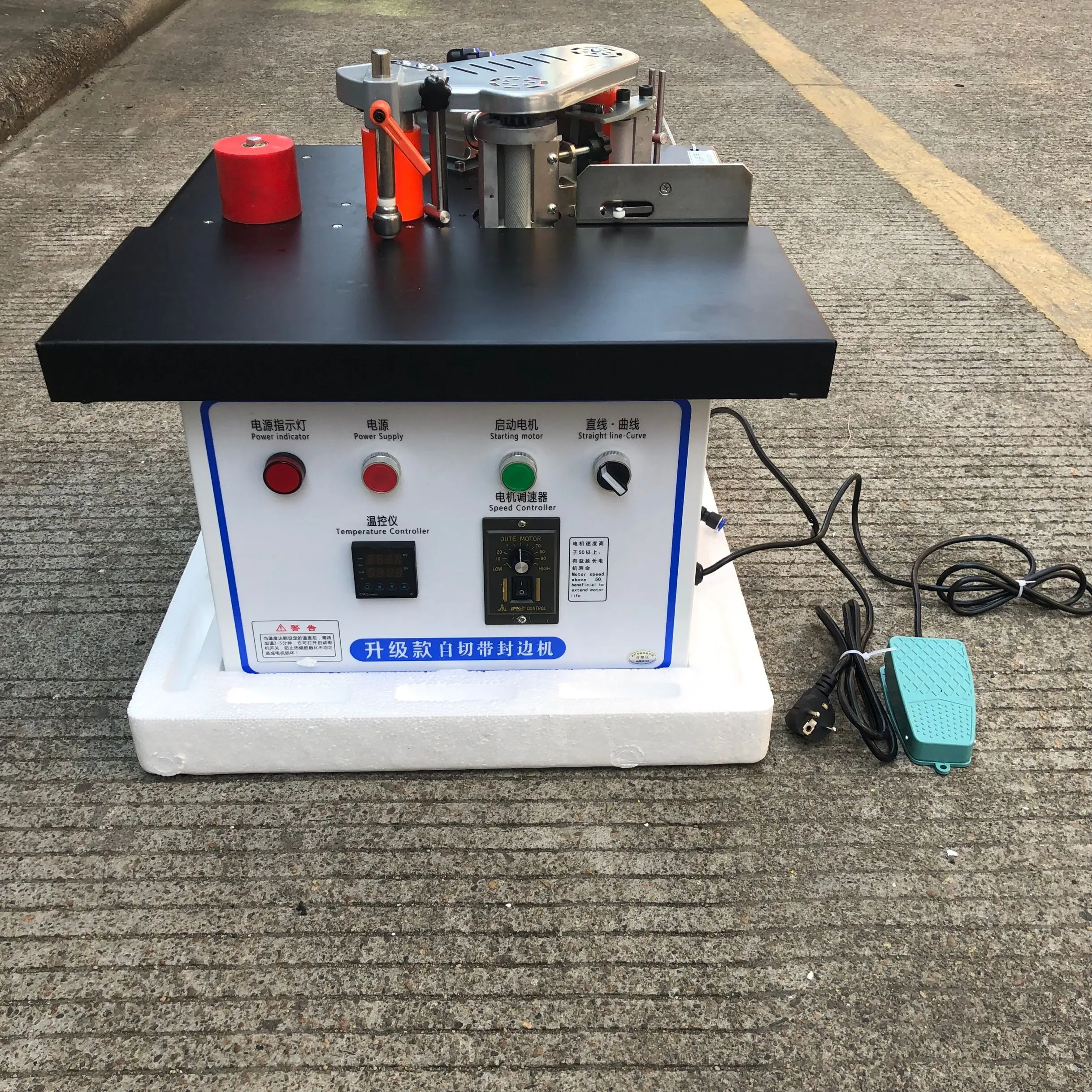 Woodworking Edge Banding Machine Speed Control Mini Manual Wood Cutting Pvc Curved Straight Edge Machine Automatic Broken Belt