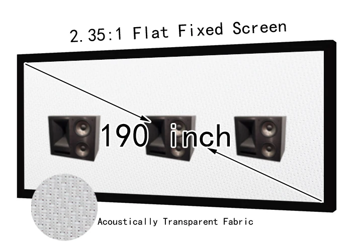 

190inch 2.35:1 Sound Acoustic Transparent Perforated Weave AT Projection Screen Flat Fixed Frame For Speaker Projector Canvas