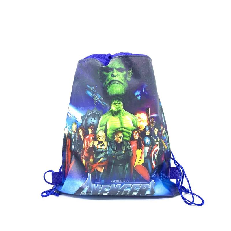 5/10/20/30PCS Happy Birthday Kids Disney Iron Hero Avenger Drawstring Gifts Bag Non-woven Fabric Party Decoration Backpack Bag