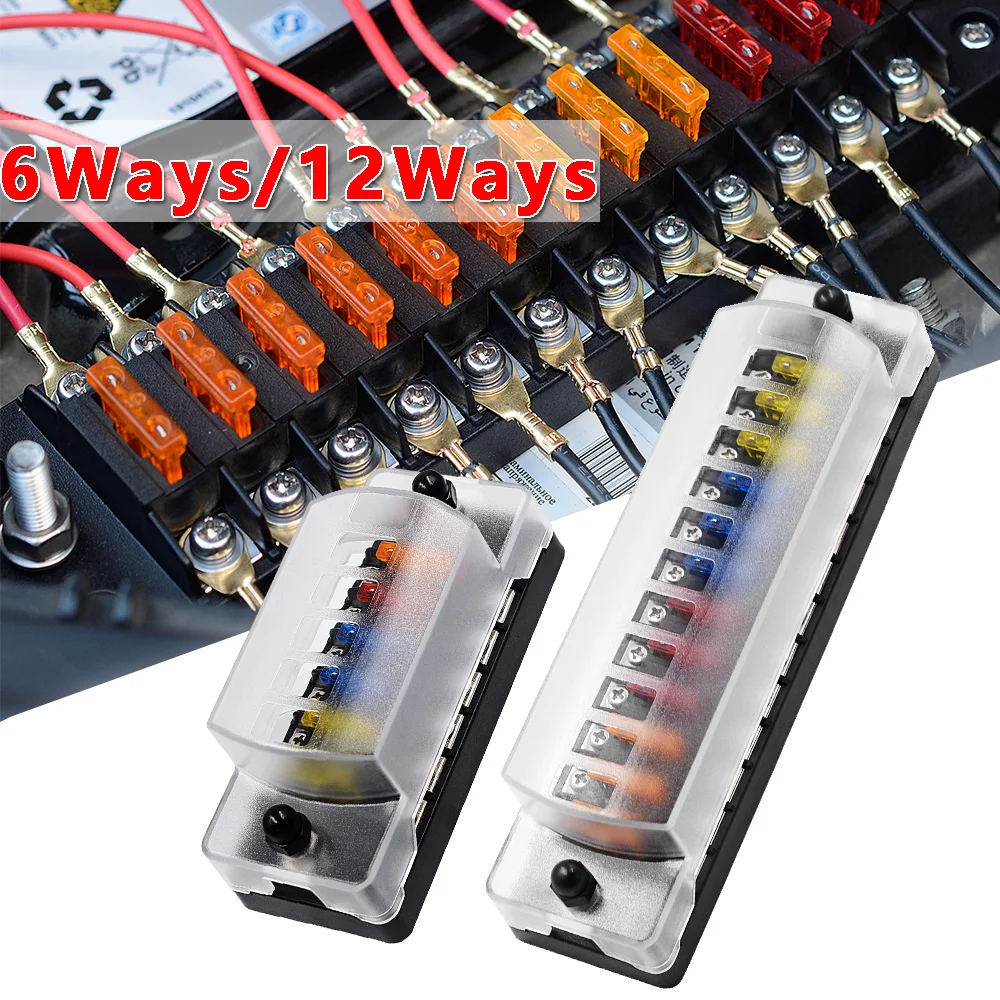 6WAYS 12WAYS Fuse Blades Box Auto Electrical Appliances 12V 32V Fuses Holder RV Camper Boat Car Replacement Parts