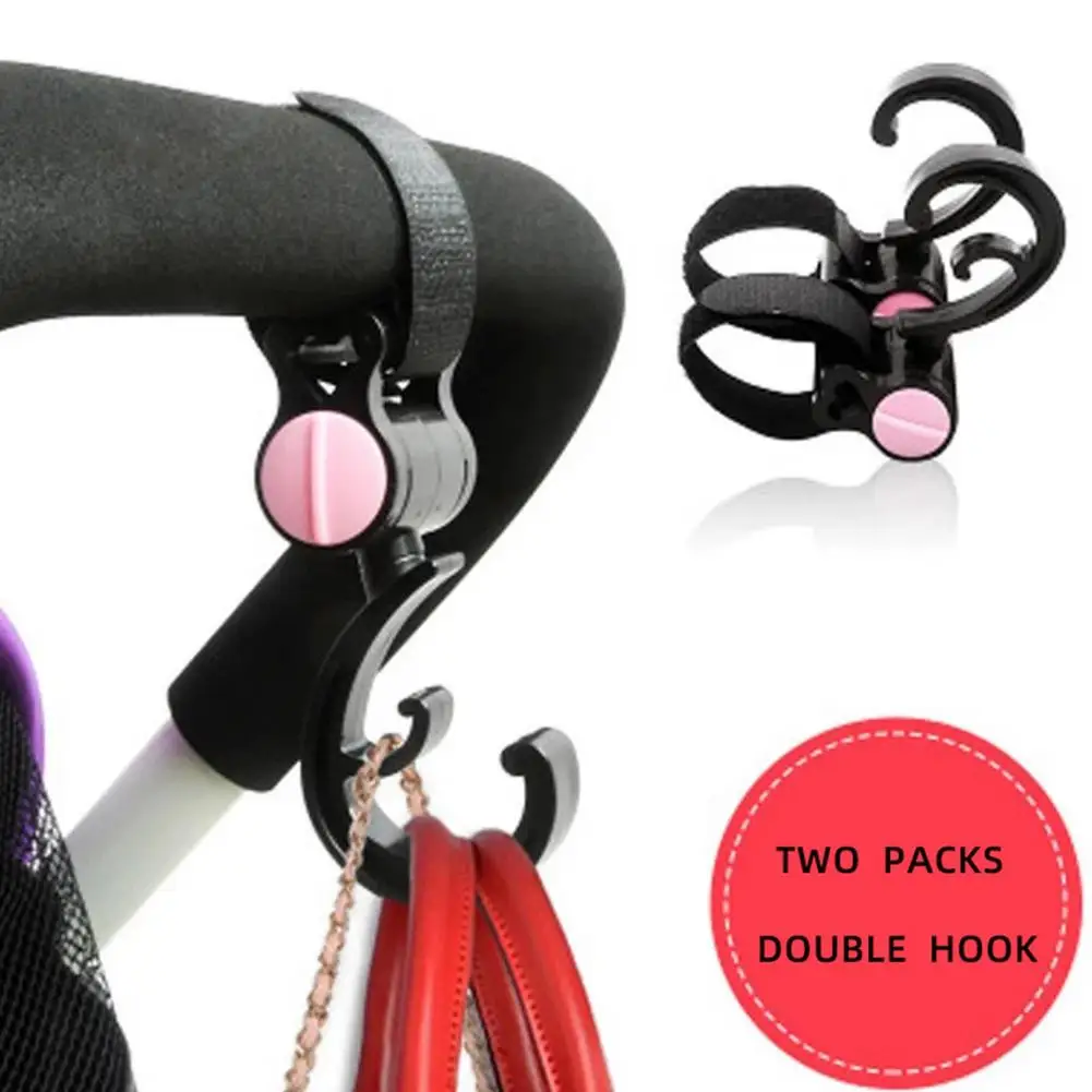 2pcs Baby Hanger Baby Bag Stroller Hooks Pram Rotate 360 Degree Baby Car Seat Accessories Stroller Organizer Double Hook Hooks