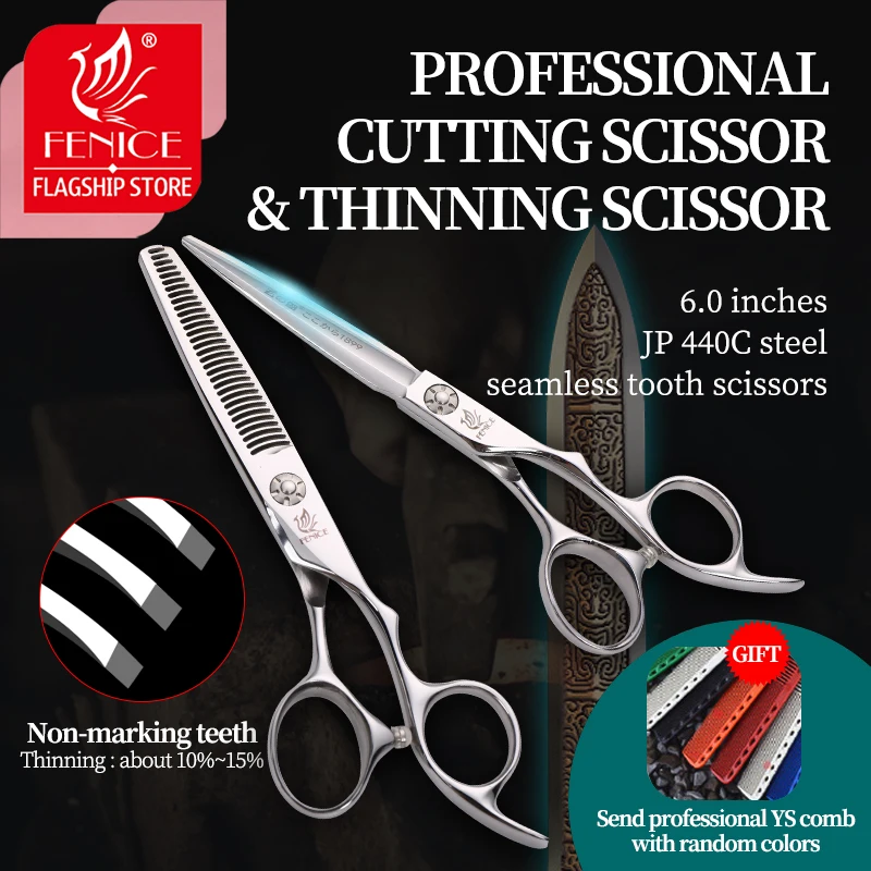 

Fenice JP440C 6 inch scissors Hair Professional Barber Cutting&Thinning Scissors Set Hairdressing Kit Shears Set