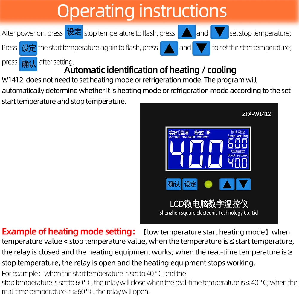 Microcomputer Temperature Controller Control ZFX-W1412 Thermostat Switch Sensor Cooling Heating Board 12V 24V 220V