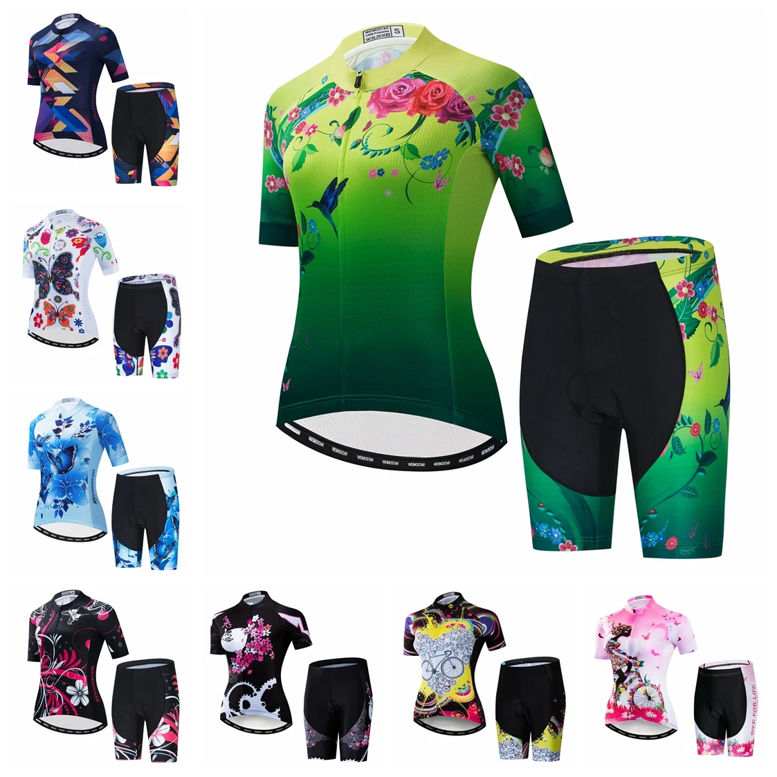 

2021 Cycling Jersey Shorts Set Padded Women Bike Summer Mountain Road Suit MTB Bicycle Top Maillot Ropa Ciclismo Clothing Green