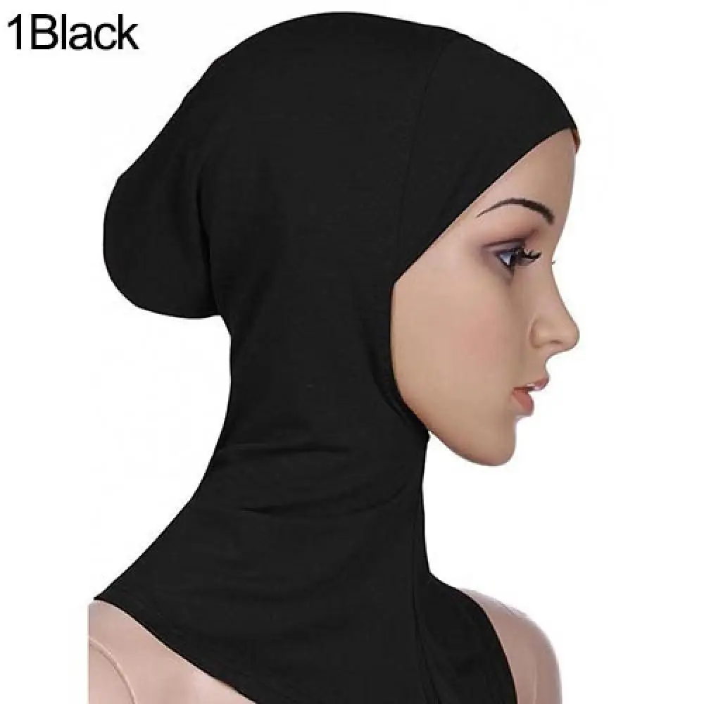 Women Soft Solid Color Full Cover Scarf Cap Underscarf Neck Head Bonnet Hat Accessories