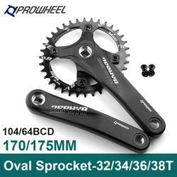 Prowheel 170/175mm Bicycle Crankset MTB Bike Crank 104/64BCD Crank Sprocket 32T 34T 36T 38T Oval Chainring Plates