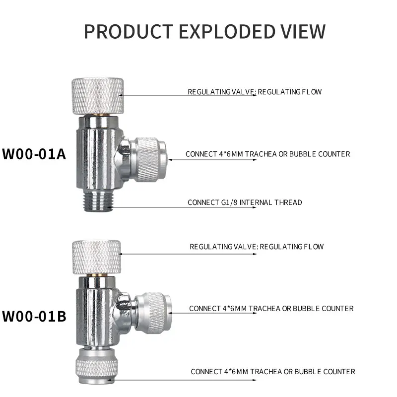 Aquarium needle valve regulator CO2 system carbon dioxide fine-tuning single-head double-headed needle valve fine-tuning switch