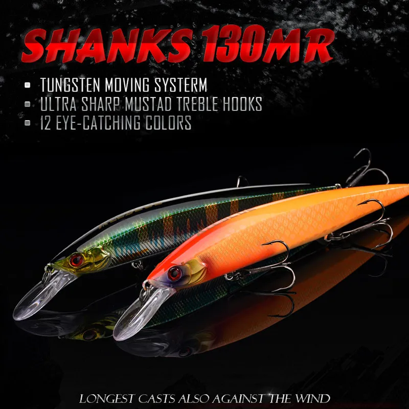 ALLBLUE SHANKS 130MR SP 낚시 미끼 서스펜션 저크베이트, 텅스텐 이동 시스템, 롱 캐스트 워블러, 2.5m 미노우 배스 파이크 태클, 23g