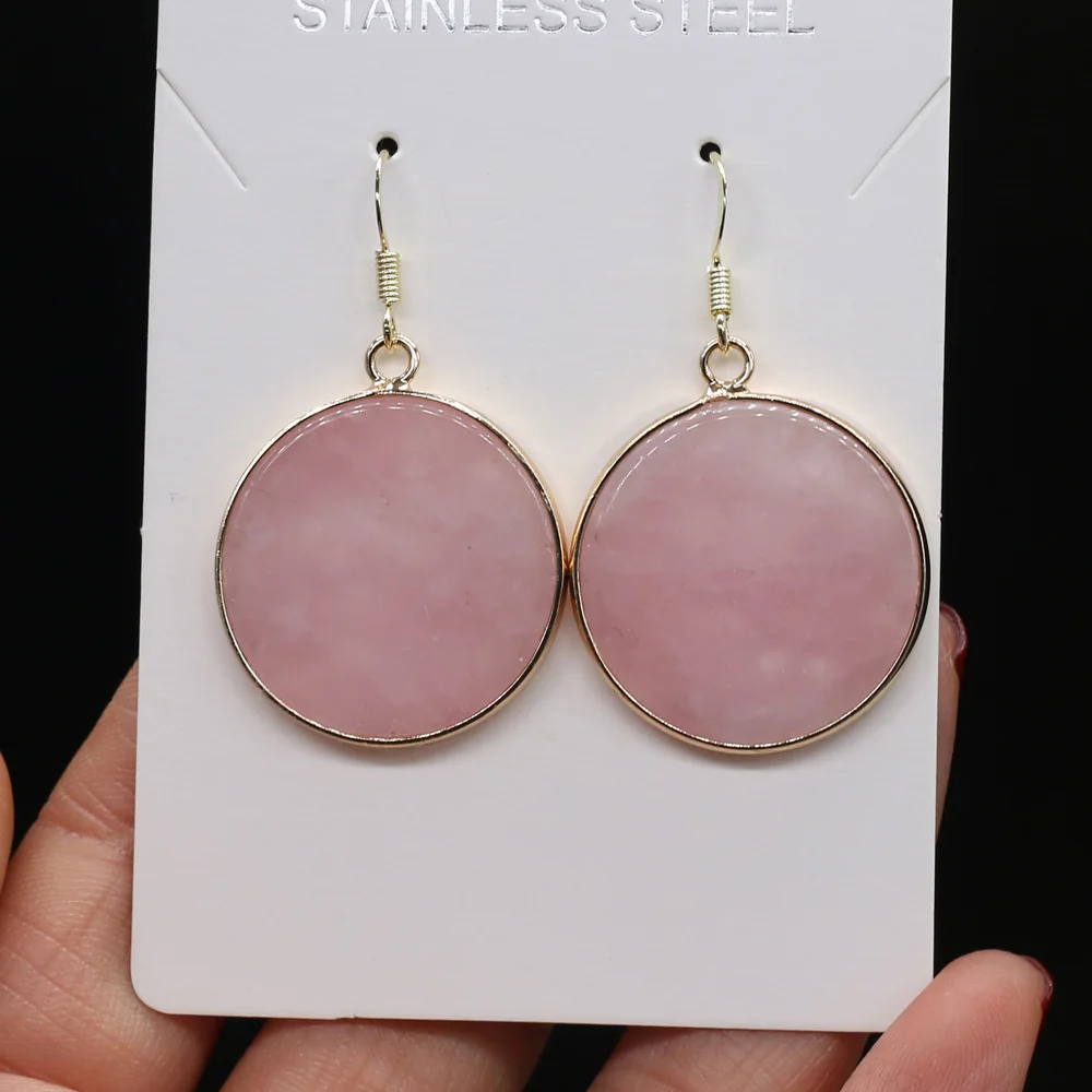 Natural Stone Earrings Irregular Pink Quartz Charms For Elegant Women Love Romantic Gift