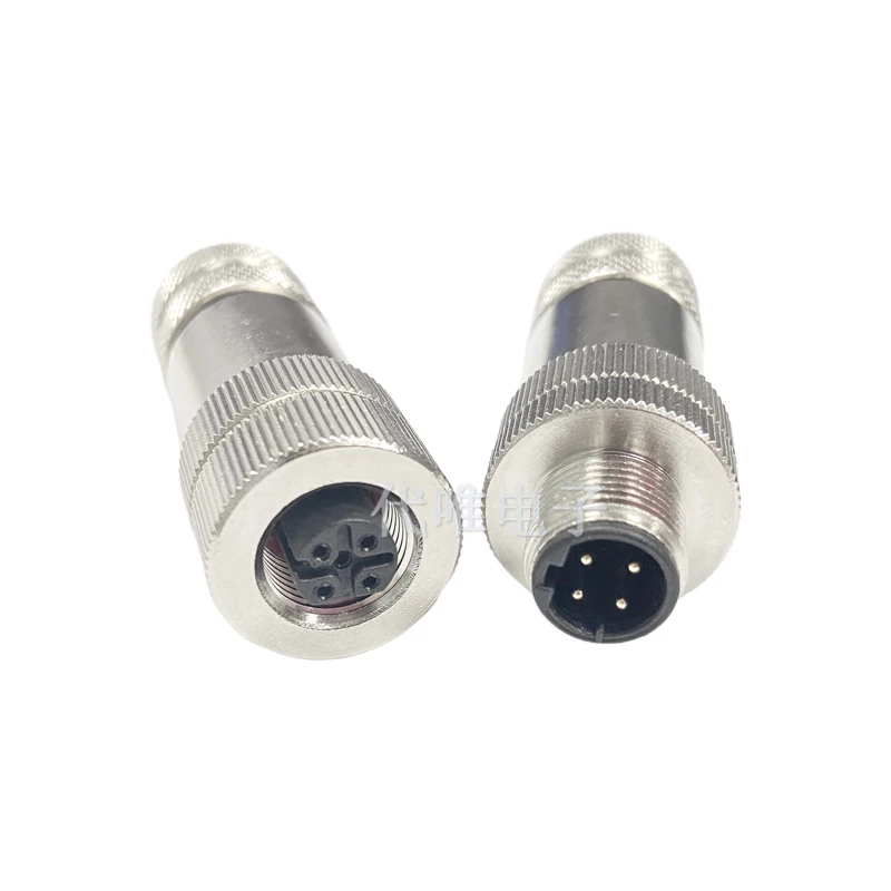 M12 Aviation Sensor Connector Metal Plug Head Ethernet EtherCat Profinet Shield IP67 Gold Plated 4 5 8Pins A/B/D Core Eletrical